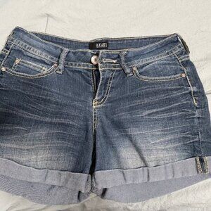 A.N.A Bermuda Denim Shorts Big Stitch On Back Pockets, Rolled Hem, Size 10